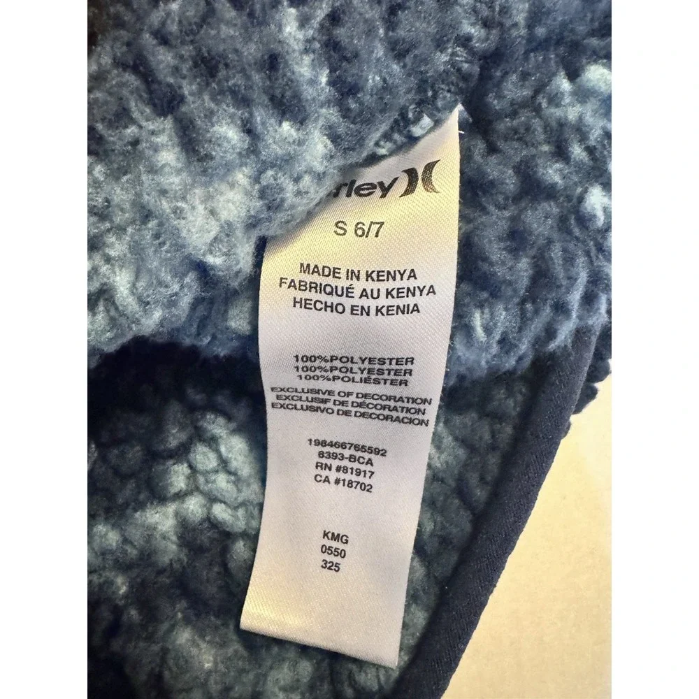 Hurley Boys Sherpa Quarter Zip Pullover blue camo Size Small‎ 6-7